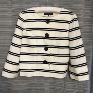 Anne Klein Cream & Black Stipe Cropped Jacket in Size 8